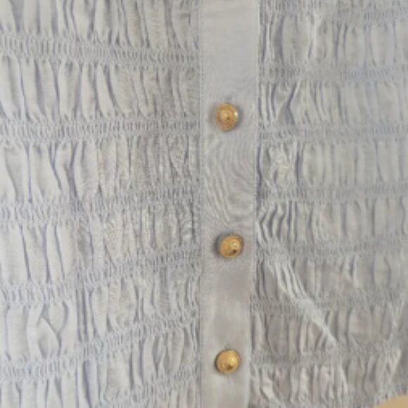 NWT! J. Crew Smocked Button-up Shirt, Cotton Blend Voile, Peri Breeze (SIZE XS) - Picture 5 of 9